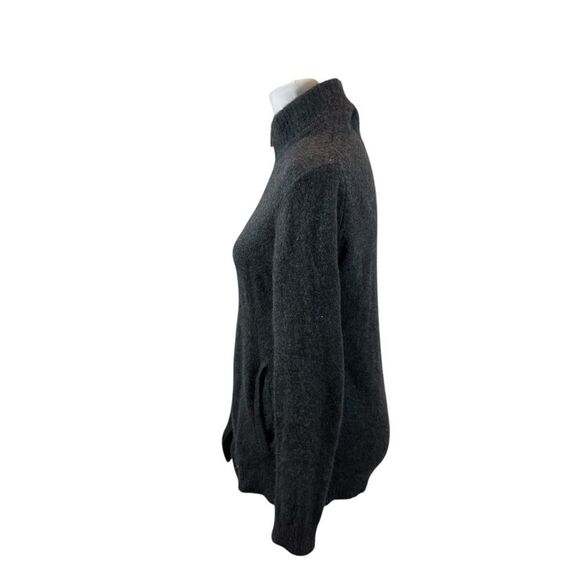 Ladies Saks Fifth Ave Grey Cashmere Two Way Zipper Cardigan Size Medium - Picture 5 of 13